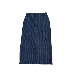 VTG Blue Willis Denmark NWT Maxi Skirt Striped Denim NOS Size 40 EU M U S